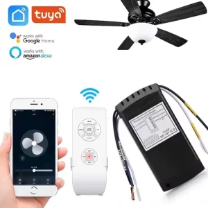 WiFi Ceiling Fan Light Controller Kit with RF Remote Control, APP Speed Control, and Dimmer Compatible with Alexa and Google