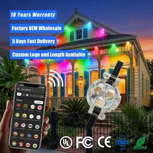 WiFi Controller IP68 Outdoor Permanent Gemstone Lights 12V 24V 36V Track Eave Decorative Lighting for Home