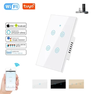 WiFi Dual Mode Smart Wall Switch 1/2/3/4 Gang Touch Panel App Remote Control Voice Control