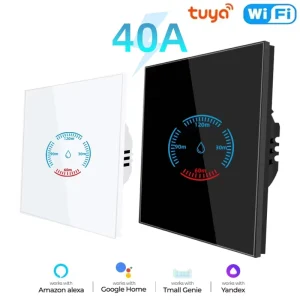 WiFi EU/UK 40A Brass Flame-Retardant 220V Water Heater Smart Touch Switch Panel