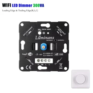 WiFi LED Dimmer Rotary Flush-Mount Dimmer Switch for Dimmable LEDs and Halogen Bulbs 100-300W Without Cover