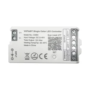 WiFi RF 1-Channel Smart LED Dimmer Push Dim DC 12-48V PWM LED Strip