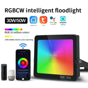 WiFi RGBCW LED Flood Light with App Control Color-Changing Outdoor Garden Landscape Lamp