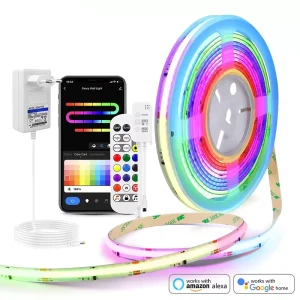 WiFi RGBIC 24V SPI addressable pixel LED strip light with music and voice control IP33 Ra90