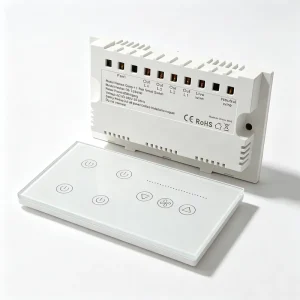 WiFi Remote Wall Lamp Switch and Ceiling Fan Speed Controller 4-Gang Touch Glass Switch with Power Monitor
