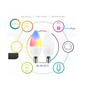 WiFi Smart Candle Light Bulb Zigbee 3.0 Alexa 5W 450LM Dimmable Color Changing Music Rhythm Timer Aluminum 85-265V