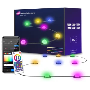 WiFi Smart Garden LED Strip String Lights with Music Sync and Outdoor Waterproof Eaves Light for Christmas Decor