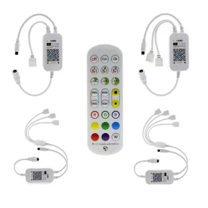 WiFi Smart LED Music Sync Controller DC 5V/12V/24V 6A 3-Channel RGB PWM Dimmer with 1-4 Port Output and 24-Key IR Remote