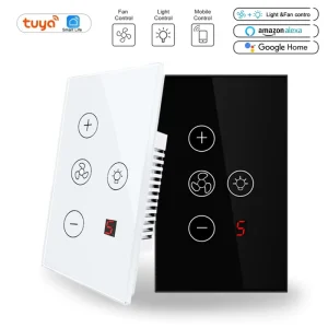 WiFi Smart Light and Fan Switch with Remote Touch Glass Panel