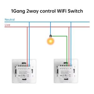WiFi Smart Switch EU/UK Dual Control 2 Way Remote Double Wall Light Switches Phone App Touch Panel