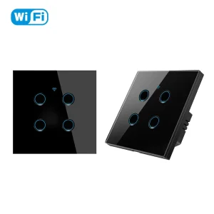 WiFi Smart Switch with Tempered Glass Touch Panel and Wireless Remote Control, EU/UK/US 1 2 3 4-Gang