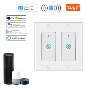 WiFi Smart Switches US Double-Sided Cover 2 Gang Light Touch Switch Remote Control Wall Switch