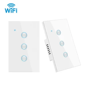WiFi Smart Touch Light Switch US No Neutral Wire Groove 1-4 Gang