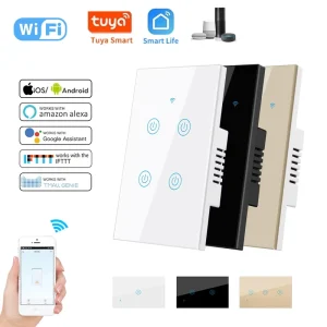 WiFi Smart Touch Panel Wall Switch 1/2/3/4 Gang Neutral Line 100-240V US/AU Standard 10A Max PC Material