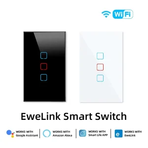 WiFi Smart Touch Wall Switch 10A 240V with App Remote Timer Control Anti-Surge Function Square Panel