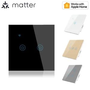 WiFi Smart Wall Switch 1/2/3/4 Gang 110V-240V Matter Voice and Remote Control PC Panel