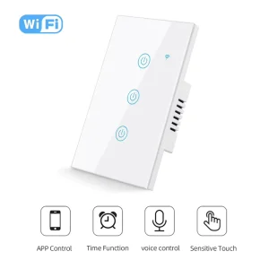 WiFi US Smart Light Switch Wall Touch Switch 10A with or without Neutral Wire 240V 2.4GHz