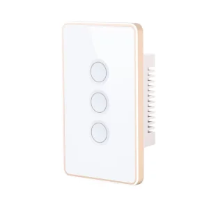 WiFi US Tempered Glass Gold Metal Frame Smart Touch Light Switch 1/2/3/4 Gang App Remote Control Wall Switch