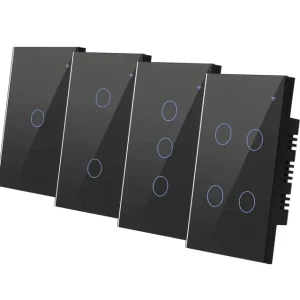 WiFi Wall Touch-Sensitive Switch Remote Control 1/2/3/4 Gang LED Light Smart Touchscreen Glass Switch US Standard