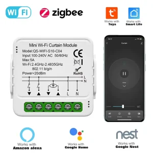 WiFi Zigbee Smart Curtain Switch Module for Roller Blind and Shutter Motors with APP Control Compatible with Alexa and Google Home