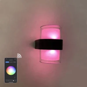 WiFi and Bluetooth IP65 Smart RGB+W LED Wall Lights, Dimmable, for Outdoor Garden Use