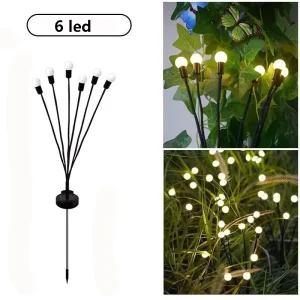 Wind Activated Swaying Solar Garden Lights LED Firefly Landscape Lighting IP65 Waterproof RGB/Warm White Lights