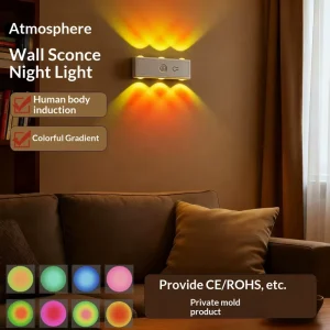 Wire-Free Ambient Wall Light with Auto Sensor, Rechargeable Magnetic Design and RGB Lighting