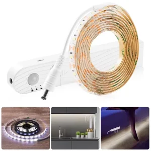 Wireless 1m/2m/3m Flexible PIR Motion-Activated Smart LED Strip Light with Bed Sensor