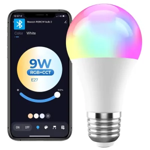 Wireless App-Controlled Dimmable RGB+CW+WW LED Color-Changing Light Bulb 9W E27 WiFi 900LM