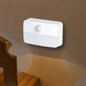 Wireless Battery-Operated Rectangle LED Motion Sensor Night Light, Warm White, for Stairway and Cabinet
