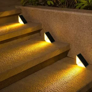 Wireless High Lumens Warm White Light Dusk to Dawn Sensor Garden Balcony Pathway Solar LED Stair Light IP65 Waterproof Small