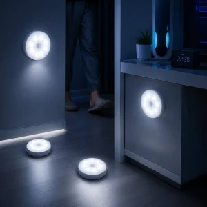 Wireless LED Motion Sensor Night Light USB Rechargeable Magnetic Stick-on Wall Cabinet Hallway Bedroom Stair Auto On-Off Lamp