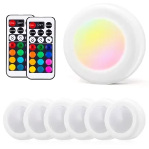Wireless LED Puck Cabinet Light 6 Pack with Remote Control