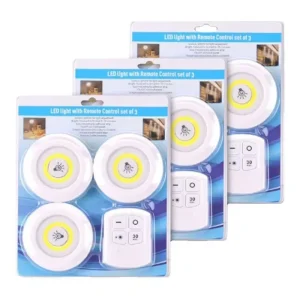 Wireless LED Under Cabinet Light Remote Control Dimmable Wardrobe Night Light Home Bedroom Kitchen Battery Lamp