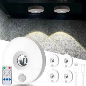Wireless Magnetic LED Light Remote Motion Sensor 3 Color Dimmable Rechargeable for Cabinet Closet Wardrobe No Drilling