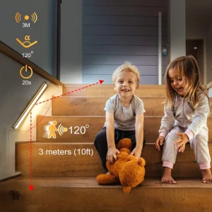 Wireless Motion Sensor LED Night Strip Light for Stairs, Walls and Cabinets, Rechargeable, 6000K Daylight