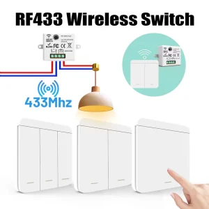 Wireless ON OFF Switch RF433 Module Remote Control Light Switch 1 2 3 Gang Wall Switch for Light Bulb Chandelier 10A 110V 220V