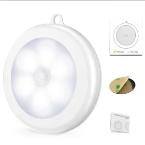 Wireless PIR Motion Sensor LED Night Lamp, 4-6M Range, Warm/Cool White, Magnetic, Battery Powered