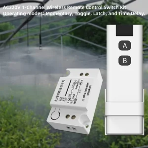 Wireless RF Remote Control and Receiver Switch Kit, AC 220V, Wall-Mounted Bracket, Plastic Housing, for Electric Gates