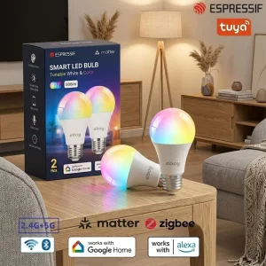 Wireless RGB Smart LED Bulb with Remote Control, Dimmable Indoor Ambient Lighting