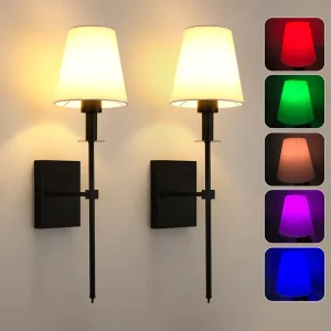 Wireless RGB Wall Lamp Remote Control Rechargeable Dimmable Wall Fixture No Hardwiring for Living Room Stairway Corridor Bedroom