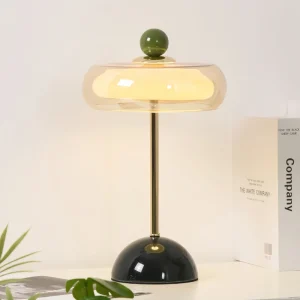 Wireless Rechargeable 2W Glass 1200mAh Battery Operated 3CCT Touch Dimming LED Table Lamp