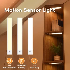 Wireless Rechargeable LED Motion Sensor Night Lights Magnetic Installation Under Cabinet Kitchen Stairs Closet