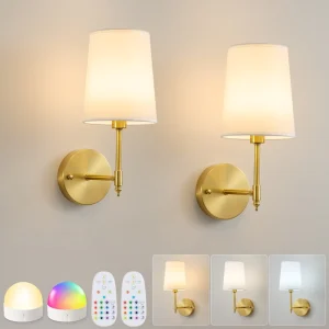 Wireless Rechargeable Wall Lamp Wall Sconce 12RGB Remote Dimmable control and 6000mAh rechargeable led Bulb bedside