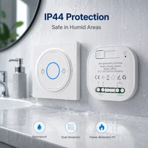 Wireless Remote Control 3-Gang IP44 Waterproof ABS PC Material Wall Light Switch 10A RF433