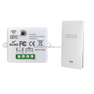 Wireless Remote Control Light Switch, AC 110V/220V, No Wiring, No Battery, Smart Wall Switch