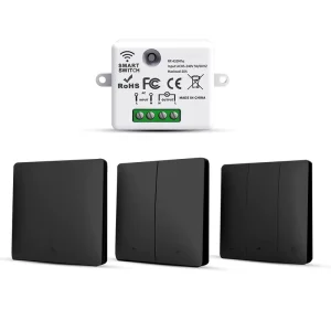 Wireless Remote Control Switch 1/2/3-Gang Push Button Self-Powered Panel 10A ABS PC