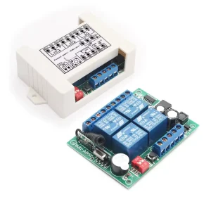 Wireless Remote Control Switch, DC 12-48V, 4-Channel RF Relay Receiver for Home Security Alarm Systems