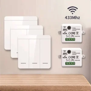 Wireless Remote Control Switch for Home Use, Dual/Multi-Control Functionality, No Wiring Required