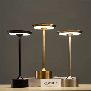 Wireless Touch LED Table Lamp with Gold Finish and Wireless Charger